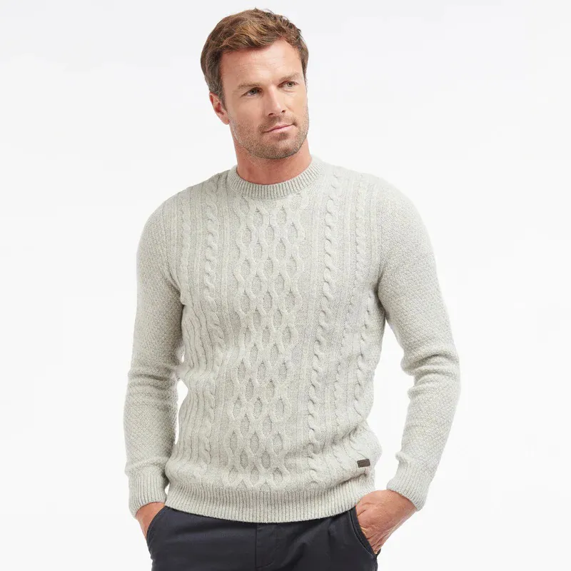 Barbour Chunky Cable Crew Neck Jumper Fog-1